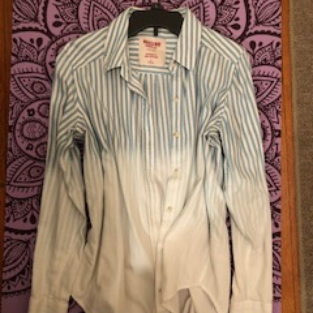 Mossimo Light Blue and White Striped Boyfriend Button Down